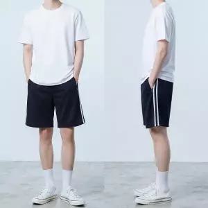 네이비 화이트라인 두줄 반바지 츄리닝 학교 체육복