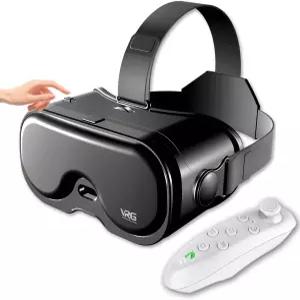 컨트롤러가 있는 휴대폰용 VR 헤드셋 5~7인치 조절 가능한 3D 안경 안티 블루 보호 HD 렌즈 모바일 게임 및