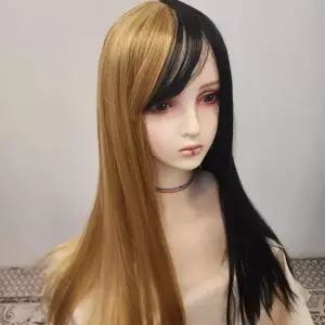[아우트66]가발 블랙 데일리 반반가발 골드 반반가발