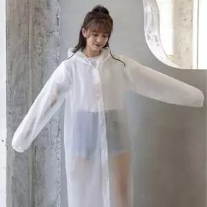 여성용 5컬러 EVA 롱 레인코트 장마철 단체용 패션 우비