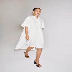 ZARA ZW 컬렉션 린넨 셔츠 원피스 - 화이트 4786/065/250