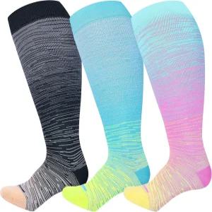 여성용 LEVSOX 플러스 사이즈 압박 양말 남성용 와이드 종아리 엑스트라 라지 15-20mmHg 무릎 하이 임산부