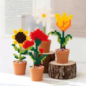 [오피스스쿨]  민화샵 디폼블럭 화분 만들기 (4종택1) DIY 끼우는블럭도안 블럭장난감 꽃만들기 선물용 인테리어소품
