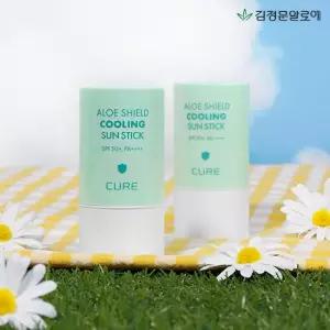 김정문알로에 [1+1] 큐어 알로에 쉴드 쿨링 온가족용 민트 선스틱 23g 총 2개)
