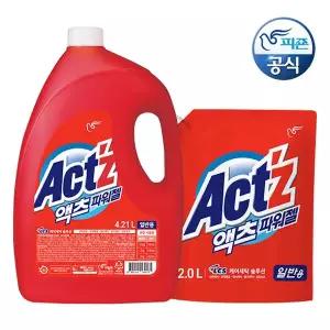 [피죤]액츠 세탁세제 액체 파워젤(일반) 4.2L 용기+2L 리필 x 1개