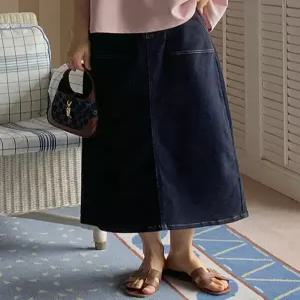 MADE 피넛진 스판 일자 생지데님 스커트 ‘이염 NO! 논페이드’