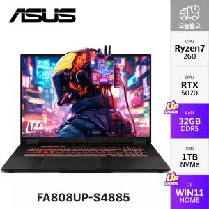 ASUS TUF 게이밍 FA808UP-S4885 라이젠7 RTX5070 18인치 144Hz 고사양 노트북 32GB 1TB WIN11 YO