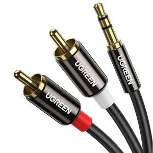 UGREEN 3.5MM ~ RCA 케이블 6.6피트 남성 대 보조 오디오 어댑터 하이파이 사운드 헤드폰 잭 금속 쉘 Y 스플리터 코드 1/8 커넥터 폰 스피커 MP3 태블릿 HDTV용 hOM