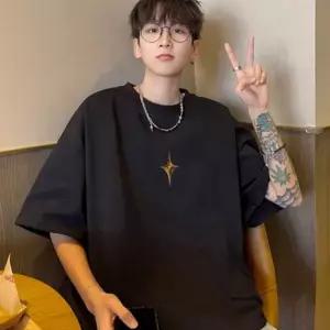 심플 프린팅 오버핏 박스티 여름 반팔 티셔츠