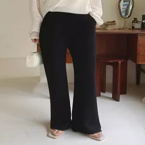 블랙 썸머이지 밴딩 세미부츠컷 슬랙스 (one color)