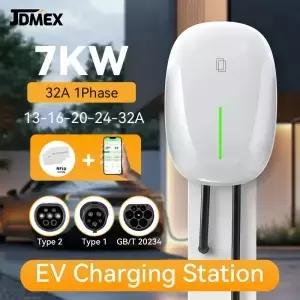 JDMEX 타입2 충전소 7KW 32A 상 고속 GBT 자동차 충전기 EVSE 월박스 5미터 전기차용