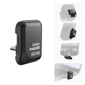 Insta360 Quick Reader 512GB 휴대용 SSD, 고속 외장 썸 드라이브 스토리지, USB-C 메모리 스틱 에이스 프로 2 /X5 /X4 에어, , 안드로이드, PC, 크리에이터를 위해 Lexar와 공동 개발