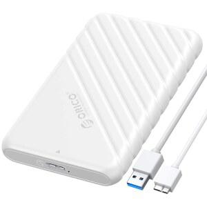 ORICO 2.5인치 외장 하드 드라이브 인클로저 USB 3.0 to SATA III 7mm 및 9.5mm SATA HDD SSD 툴 프리 [UASP 지원] 화이트 (25PW1-U3)