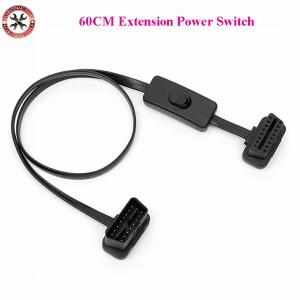 VSTM 60CM Obd2 16 핀 남성 여성 직각 연장 케이블 전원 obd 스위치 진단 도구
