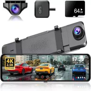 JOMIES G84 인치 4K+25K 후방 미러 카메라 WiFi/앱 대시캠 전면 및 후면 순수 증거 기록기 차량용 3배 줌