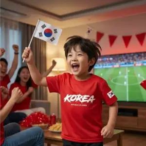 갓핸즈 2026년 월드컵 키즈 코리아 티셔츠 대한민국 운동복 붉은악마 응원복