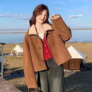 [하프클럽/]여성 뽀글이 양털 안감 하프코트 리버시블 자켓 아우터