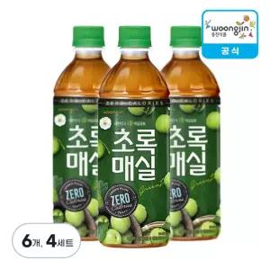 웅진식품 초록매실 제로 500ml, 6개, 4세트
