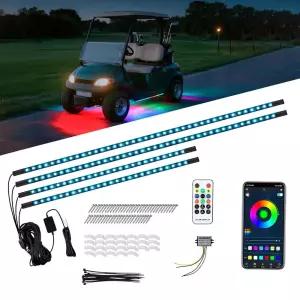 ILSKW Golf Cart Underglow LED Light Strip 4pcs, Golf Cart Underbody Light Kit Remote Control for EZG
