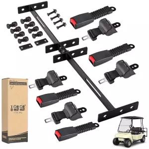 10L0L 골프 카트 시트 벨트 키트, 브래킷 포함 106.7cm(42인치) 접이식 벨트 4인용 (2+2) EZGO TXT RXV, 야