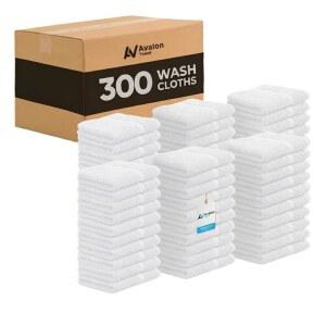 아발론 타월 면세포 U2013 300팩 사이즈 12X12 인치 100 스펀 부드럽고 흡수력이 뛰어난 페이스 타월 호텔 스파 재사용 가능한 핑거팁 흰색