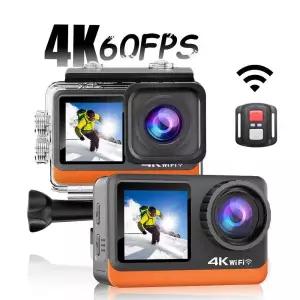 [호환] 2.0 터치 IPS 듀얼 스크린 액션 카메라 4K60FPS 24MP Wi-Fi 170D EIS 옵션 필터 1080P 웹캠