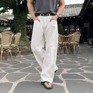 남자 여름 청바지 슬라브 와이드 화이트진 블랙진