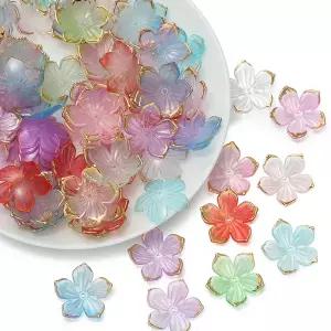 주얼리 제작용 스페이서 비즈 아크릴 꽃 꽃잎 DIY 목걸이 팔찌 귀걸이 수제 액세서리 로트당 50 개 23x24mm