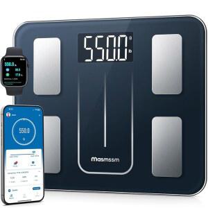 스마트 체중계 550파운드/250KG 대용량 대형 플랫폼 욕실 4 U201D X 2 LED 디스플레이 20가지 지표로 신체 구성 앱 동기화 350 * 300MM