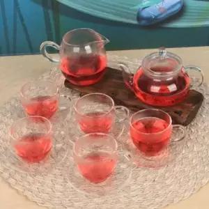 유리티포트 손잡이잔 5인 유리 다기세트 주전자 250ml