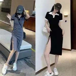 [VCIKKNO1]가을 카라원피스 옆셔링 룩 슬림핏