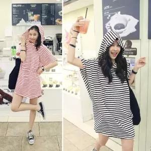 [브이와이][VCIKKNP7]롱티셔츠 반팔원피스 원피스 스트 후드티