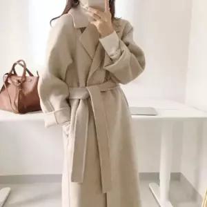 [하프클럽/셀럽하우스]모직 코트 여성 롱 겨울 더블카라 허리끈 클래식