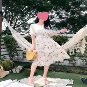 롱원피스 하이웨스트 1202 프릴소매 쉬폰 하객룩 데이트룩 페미닌룩 바캉스룩 여행룩