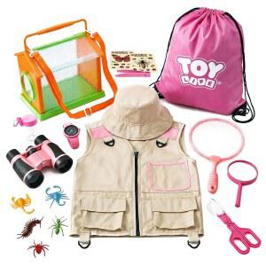 TOY Life 아동용 벌레 포수가 있는 어린이 탐험가 키트, 벌레 장난감, 어린이 사파리 조끼 및 모자, 나침반, 쌍안경, 돋보기, 교육용 야외 장난감 여아용 어린이 어드벤처 키트