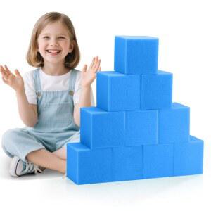 TRENDBOX 24피스 12.7 x 12.7 x 12.7cm(5 x 5 x 5인치) 폼 핏 블록 스폰지 큐브 폼 피트 큐브 스폰지 블록 놀이 공원, 체조, 프리러닝 및 파쿠르 코스용 - 다크 블루 (신규)