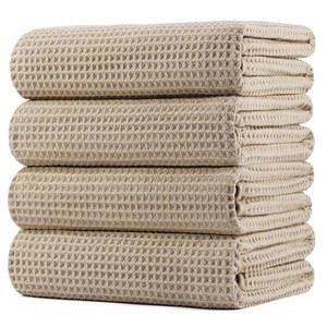폴리테 430 GSM 극세사 오버사이즈 퀵 드라이 보풀 프리 목욕 타월 60 x 30인치 4팩(와플 직조)