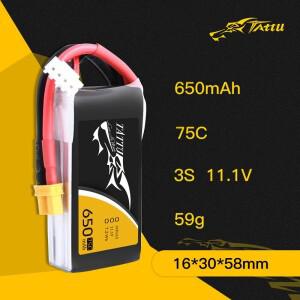 새로운 TATTU 11.1V Lipo 배터리 650mAh 75C, RC 헬리콥터 쿼드콥터 FPV 레이싱 드론 부품 3S XT30/XT60