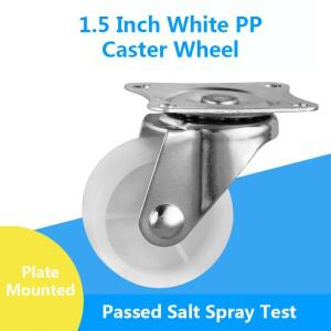 4PCS 1.5 인치 흰색 PP 회전 캐스터 휠, 가구, 캐비닛, 꽃 냄비 랙용 경량 플레이트 장착