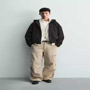 ZARA 페이크 스웨이드 후드 재킷 - 블랙 3046/408/800