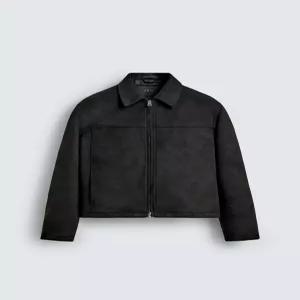 ZARA 크롭 핏 페이크 스웨이드 재킷 - 블랙 8281/350/800