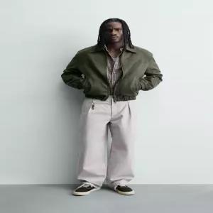 ZARA 워싱 페이크 스웨이드 재킷 - 초록 3046/600/500