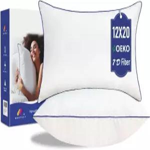 우유에프 12x20 베개 삽입물 세트 2개 저자극성 요추 소파용 부드러운 직사각형 쿠션 - Oeko-TEX 인증 버진