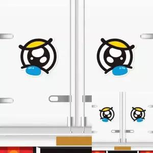졸음운전방지 BPP041M5 슬픈왕눈이3 자동차스티커 210x210mm 차량스티커 리플렉터