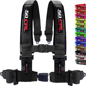 버킷 시트 푸시 릴리스 10가지 색상 옵션 레이싱 하네스 레이스카 오프로드 UTV RZR(블랙 2인치) 1pc 4 포인트 [6030]