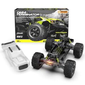 CROBOLL 미니 1:10 탄소 섬유 RC 카 롤러 중앙 차동 변속기 구조를 갖춘 4X4 오프로드 트럭 다양한 크기의 배터리를 지원하는 모든 지형 몬스터