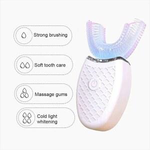 360도 회전하는 성인/아동용 스마트 U자형 칫솔 헤드: 방수 자동 음파 USB 충전식 구강 위생 도구