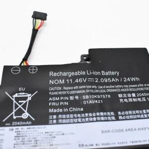 새로운 01AV421 11.46V 2095mAh 24Wh 레노버 씽크패드 T470 A475 SB10K97577 노트북 배터리