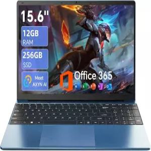 AKCHART 15.6인치 노트북 Office 365 12GB RAM SSD 쿼드코어 프로세서 Win 11 가정용 IPS FHD 180°Viewing