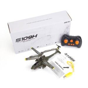헬릭스선 S109H 아파치 RC 헬리콥터 밝은 야간 내비게이션 조명이 장착된 2.4G 3CH 듀얼 프로프 자이로 안정화 비행기 모델 수집가용 미니 모델(RTF / Army Green)
